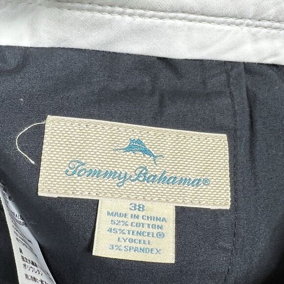 Tommy Bahama Shorts Mens Size 38 Black Solid Cotton Tencel Spandex Casual Chino - Picture 11 of 13